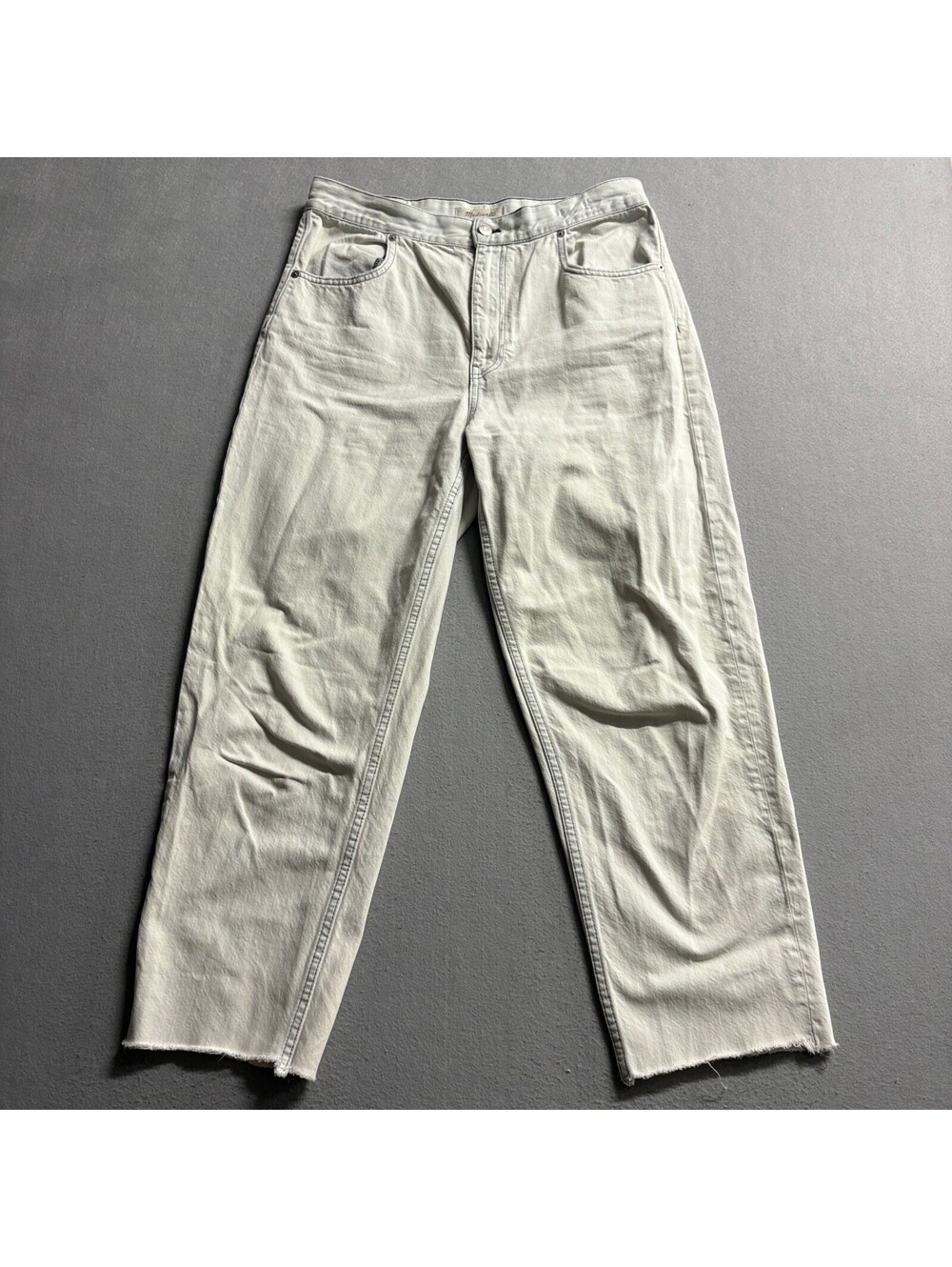 Madewell Tapered Wide Leg Jeans Womens 30 Off White Raw Hem 100% Cotton Denim